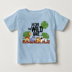 ワイルドワパーソナライズされたンサファリブルーファースト誕生日 ベビーTシャツ