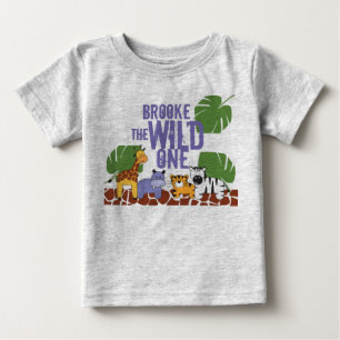 ワイルドワパーソナライズされたンサファリ誕生日 ベビーTシャツ