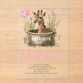 ワイルドワンかわいいキリン1st誕生日ボホ動物 アクリル招待状 (正面)