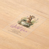 ワイルドワンかわいいキリン1st誕生日ボホ動物 アクリル招待状 (レイダウン)