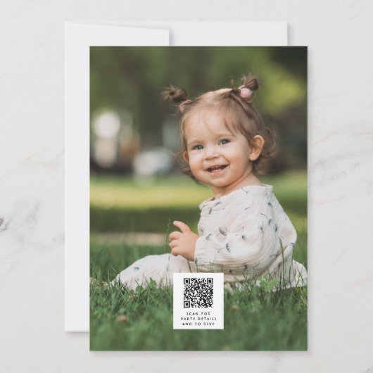 ワイルドワンかわいいコアラ1歳の誕生日の写真動物 招待状 (裏面)