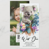 ワイルドワンかわいいコアラ1歳の誕生日の写真動物 招待状 (正面/裏面)