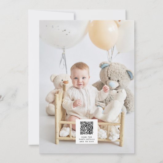 ワイルドワンかわいいコアラ1歳の誕生日の写真動物 招待状 (裏面)