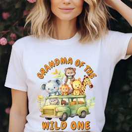 ワイルドワンのおばあちゃん サファリ動物 誕生日 Tシャツ