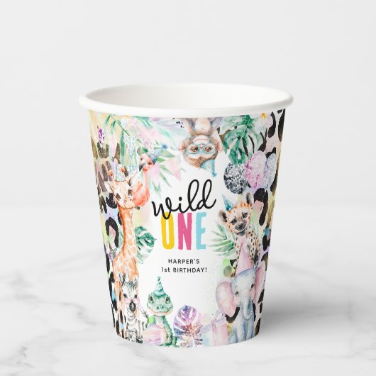 ワイルドワンのサファリクールアニマルズ1日 紙コップ (正面)