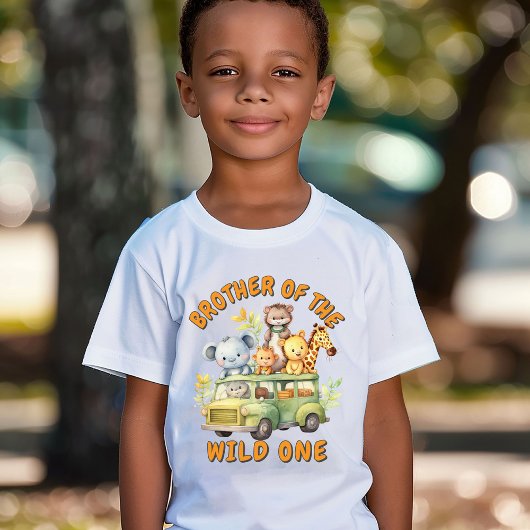 ワイルドワンのサファリ動物の誕生日の兄弟 Tシャツ