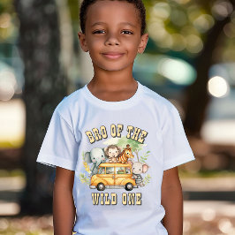 ワイルドワンの少年の誕生日サファリ動物の仲間 Tシャツ