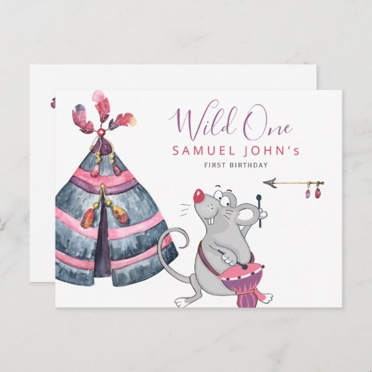 ワイルドワンの最初の誕生日のおもしろい部族の少年パーティー ポストカード (正面/裏面)