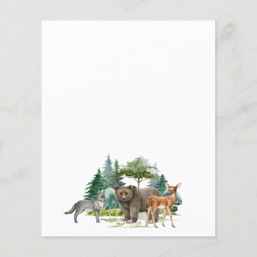 ワイルドワンの誕生日の森林動物の予算 チラシ (裏面)