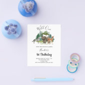 ワイルドワンの誕生日の森林動物の予算 チラシ (シングル)