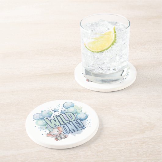 ワイルドワンの誕生日の水彩 コースター (側面)
