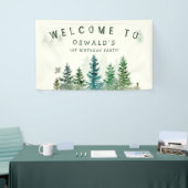 ワイルドワンの誕生日水彩木版動物 横断幕 (トレードショー)