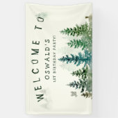 ワイルドワンの誕生日水彩木版動物 横断幕 (縦)