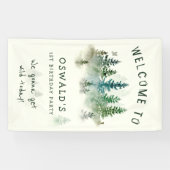 ワイルドワンの誕生日水彩木版動物 横断幕 (横)