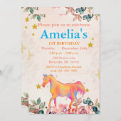 ワイルドワンの1歳の誕生日 招待状 (正面/裏面)