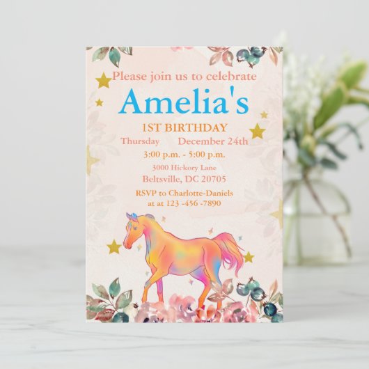 ワイルドワンの1歳の誕生日 招待状 (スタンド正面)