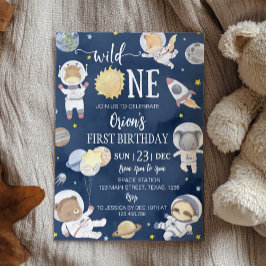 ワイルドワンアウタースペースサファリアニマルズ1st誕生日 招待状