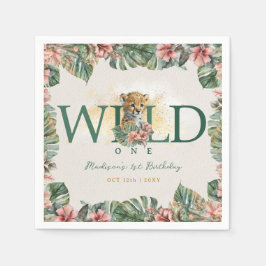 ワイルドワンアニマルゲパール男の赤ちゃん1st誕生日 スタンダードカクテルナプキン