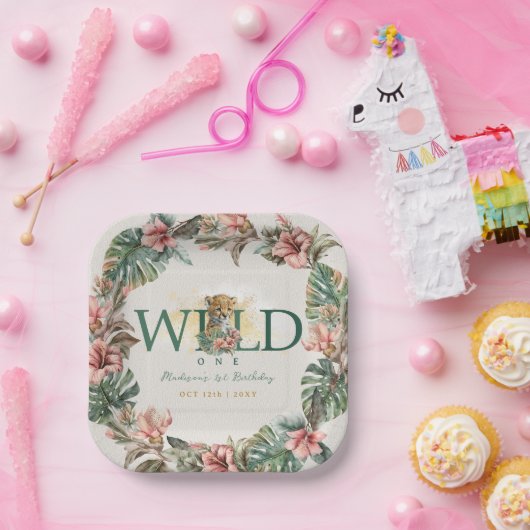 ワイルドワンアニマルゲパール男の赤ちゃん1st誕生日 ペーパープレート (パーティー)