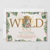 ワイルドワンアニマルゲパール男の赤ちゃん1st誕生日 招待状 (正面)