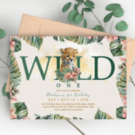 ワイルドワンアニマルゲパール男の赤ちゃん1st誕生日 招待状