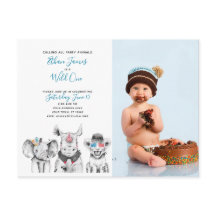 ワイルドワンアニマルサファリ男の赤ちゃん1stバースデーフォト