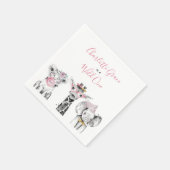 ワイルドワンアニマルサファリ白黒ピンク誕生日 スタンダードカクテルナプキン (角)