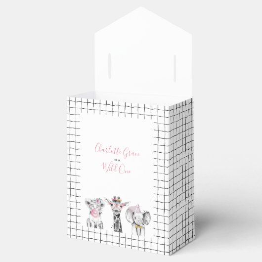 ワイルドワンアニマルサファリ白黒ピンク誕生日 フェイバーボックス (オープン)