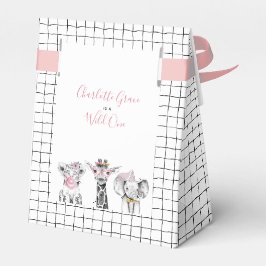 ワイルドワンアニマルサファリ白黒ピンク誕生日 フェイバーボックス (裏面サイド)