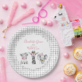 ワイルドワンアニマルサファリ白黒ピンク誕生日 ペーパープレート (パーティー)