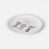 ワイルドワンアニマルサファリ白黒金ゴールド誕生日 ペーパープレート (アングル)