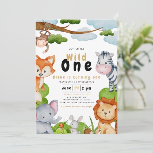 ワイルドワンアニマルズファースト1歳招待状 招待状 (スタンド正面)