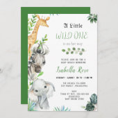 ワイルドワンアニマルズボーイベビーシャワー招待状 招待状 (正面/裏面)