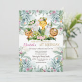 ワイルドワンアニマルトロピカルフローラ1st誕生日 招待状 (スタンド正面)