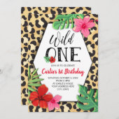 ワイルドワンアニマルプリントファースト誕生日招待状 招待状 (正面/裏面)