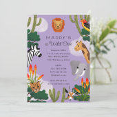 ワイルドワンアフリカンサバンナ子供の誕生日パーティー 招待状 (スタンド正面)