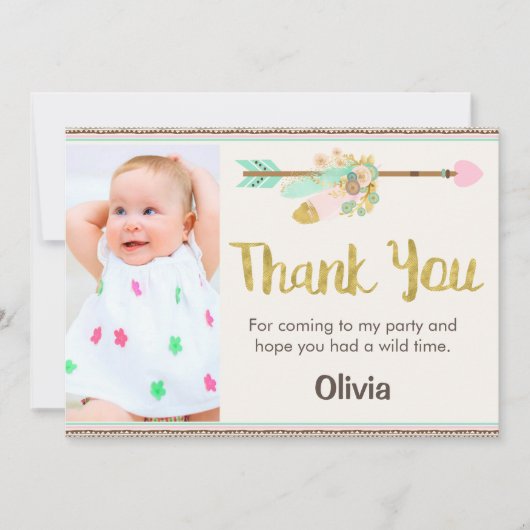 ワイルドワンアロートライバル1st誕生日サンキューカード サンキューカード (正面)