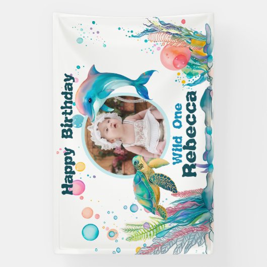 ワイルドワンアンダーシー1st誕生日フォトバナー 横断幕 (縦)