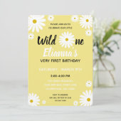 ワイルドワンイエローデイジーフラワーガール誕生日 招待状 (スタンド正面)