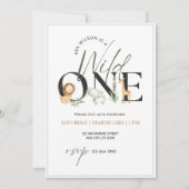 ワイルドワンウォーターカラーアニマルファースト誕生日 招待状 (正面)