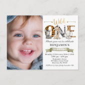 ワイルドワンウォーターカラーサファリアニマルズ誕生日 ポストカード (正面)