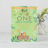 ワイルドワンウォーターカラーサファリアニマルズ1st誕生日 招待状 (スタンド正面)