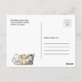 ワイルドワンウォーターカラーサファリ動物の誕生日写真 ポストカード (裏面)