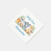 ワイルドワンウォーターカラーサファリ動物1st誕生日 スタンダードカクテルナプキン (角)