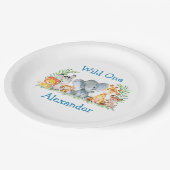 ワイルドワンウォーターカラーサファリ動物1st誕生日 ペーパープレート (アングル)