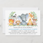 ワイルドワンウォーターカラーサファリ動物1st誕生日 招待状 (裏面)