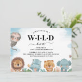 ワイルドワンウォーターカラージャングルアニマルズ1st誕生日 招待状 (スタンド正面)