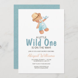 ワイルドワンウォーターカラーテディベア赤ちゃんシャワーの侵入 招待状