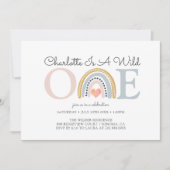 ワイルドワンウォーターカラーレインボーガールズファースト誕生日 招待状 (正面)