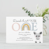 ワイルドワンウォーターカラーレインボーボーイズファースト誕生日I 招待状 (スタンド正面)